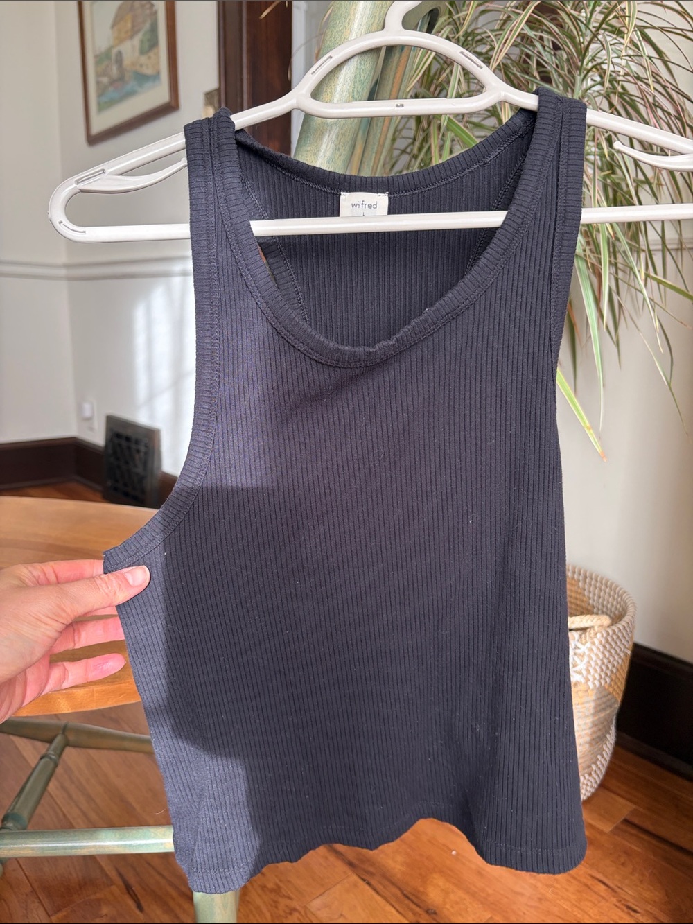 Wilfred Black Ribbed Scoop-Neck Tank